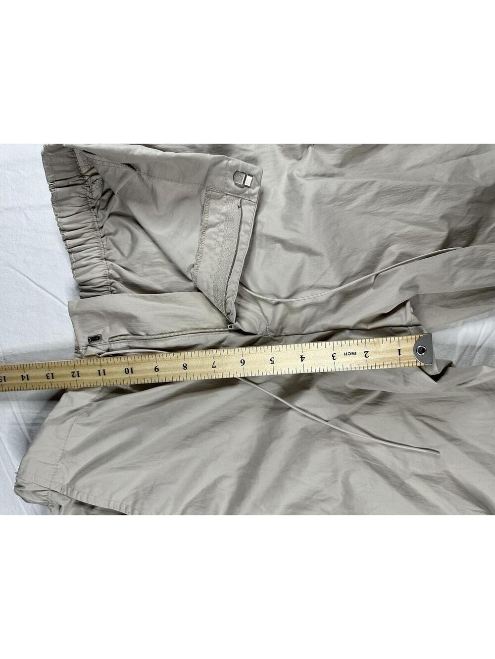 🤍 ZARA Women's S Beige Wide-Leg Pants Elastic Waist Drawstring Pockets 🤍 - Picture 8 of 13